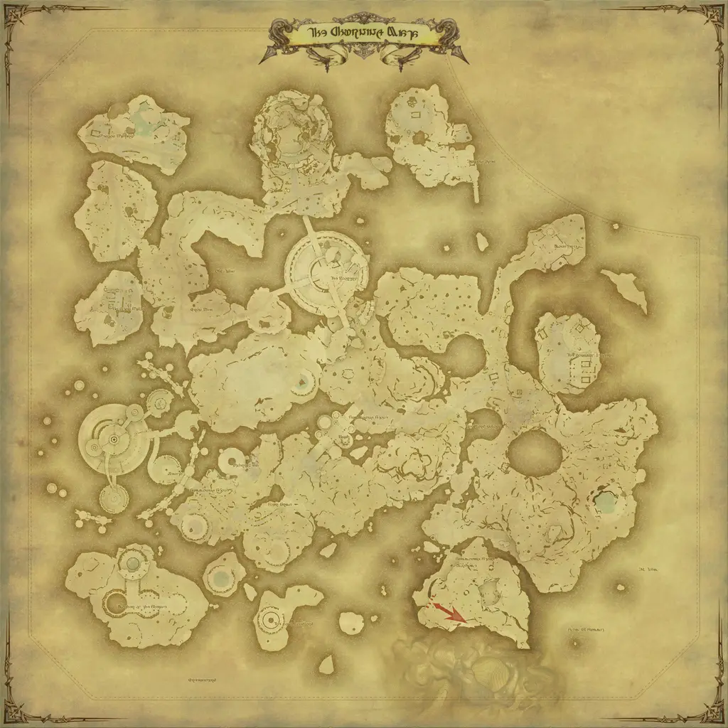Map of The Churning Mists, marked at X: 7.8 Y: 27.1