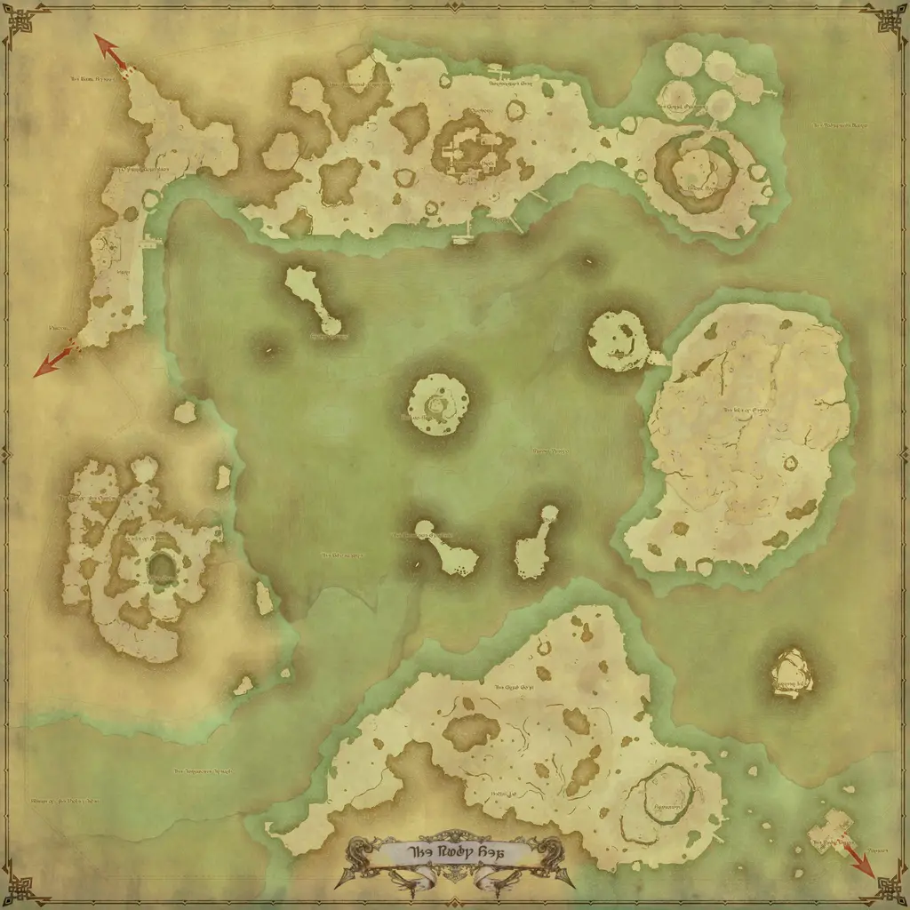 Map of The Ruby Sea, marked at X: 21.5 Y: 12.0