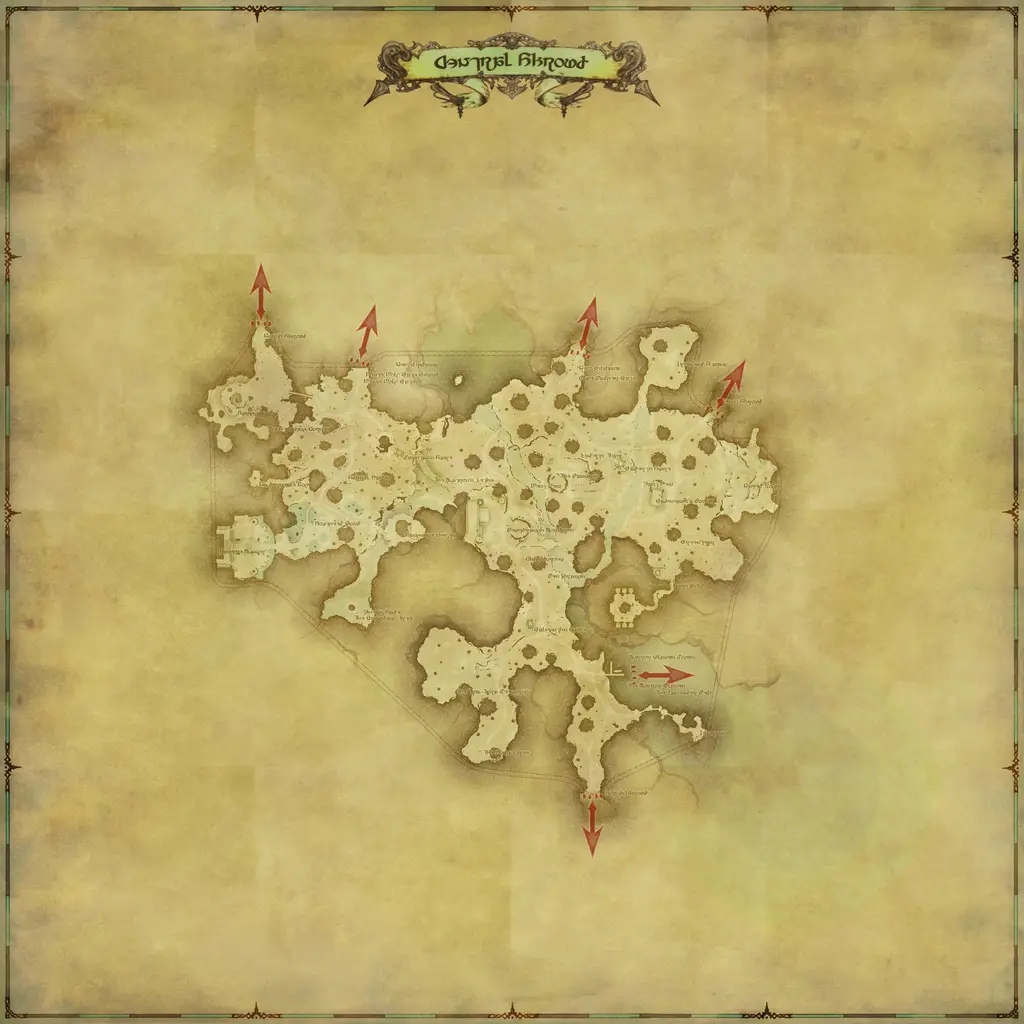 Map of Central Shroud, marked at X: 22.9 Y: 17.9
