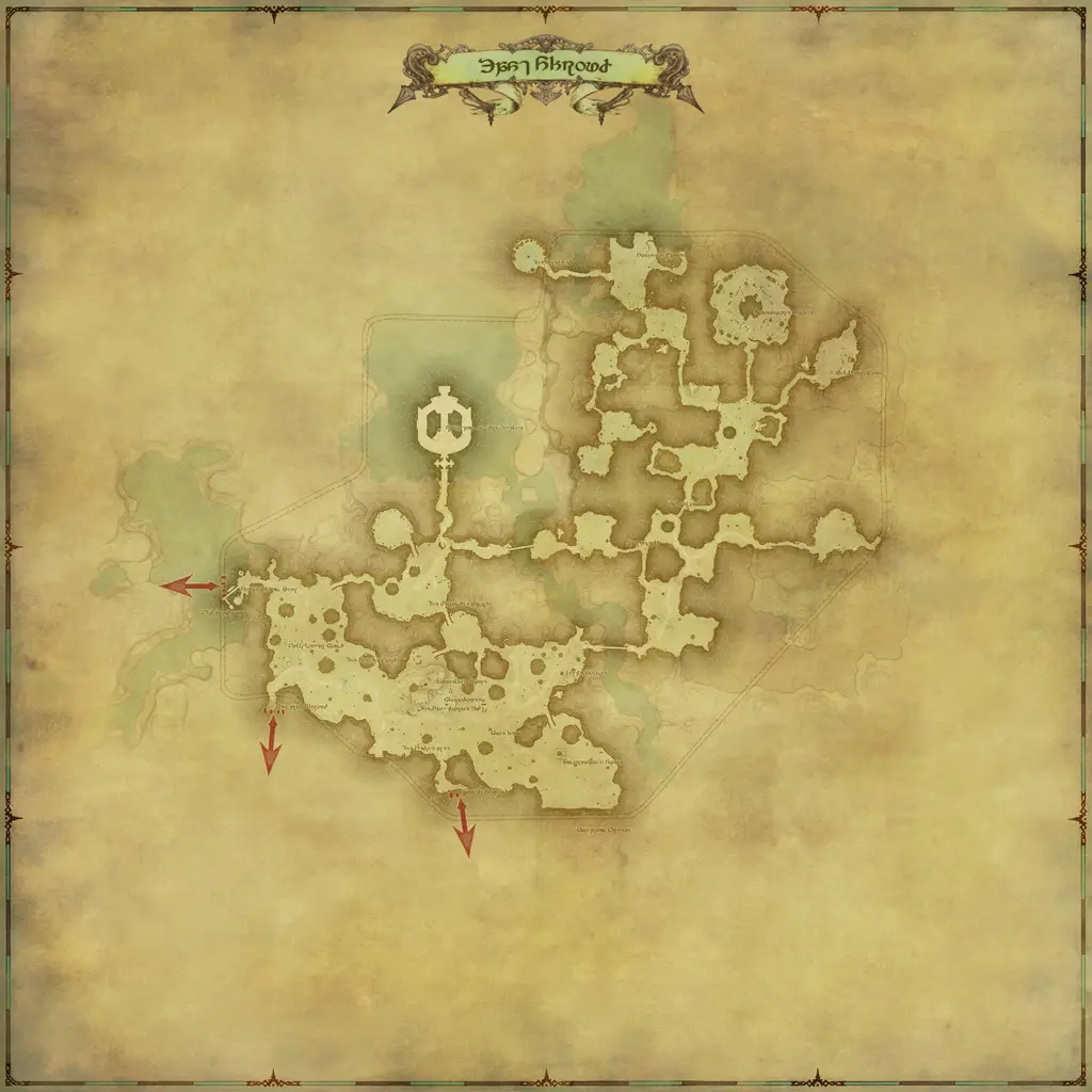 Map of East Shroud, marked at X: 18.5 Y: 28.3