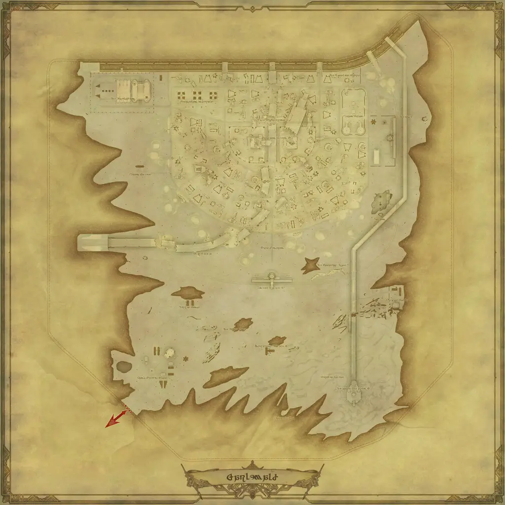 Map of Garlemald, marked at X: 25.4 Y: 26.2
