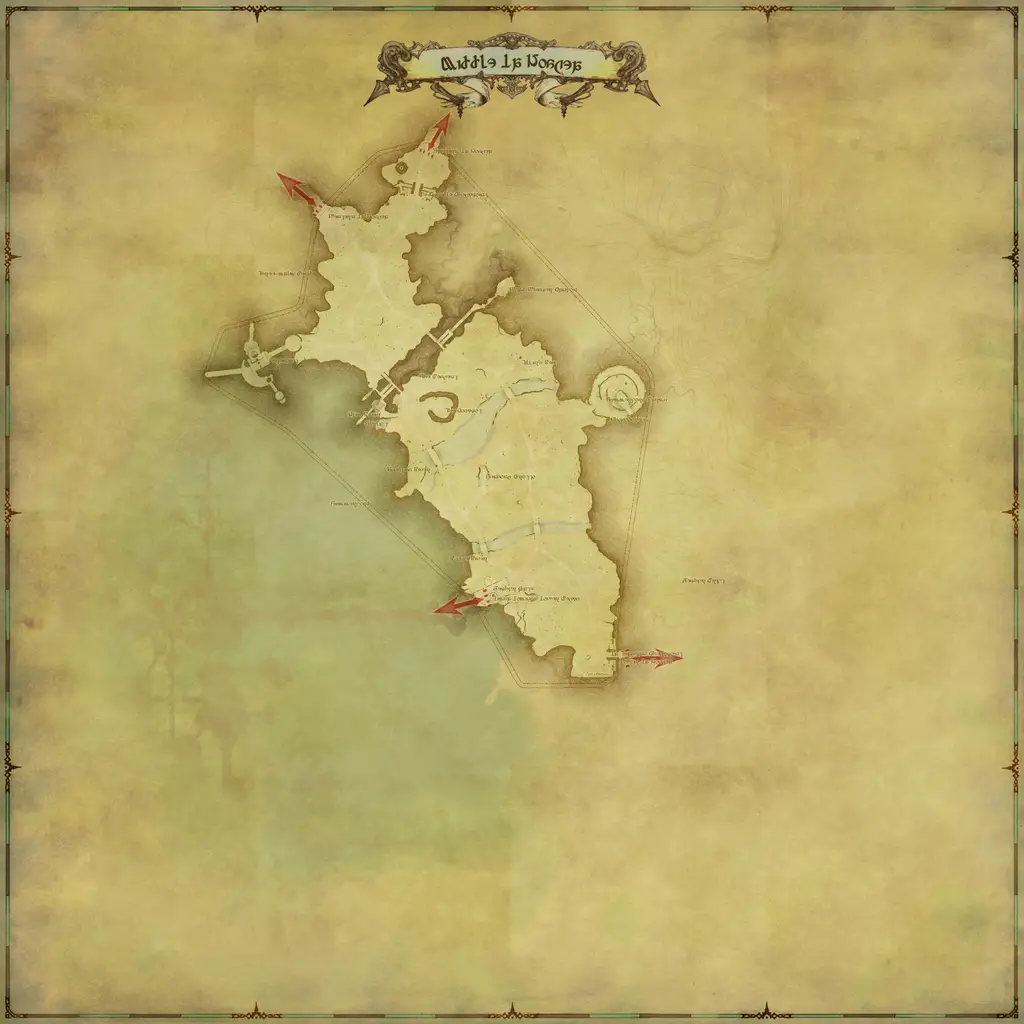 Map of Middle La Noscea, marked at X: 22.7 Y: 19.1