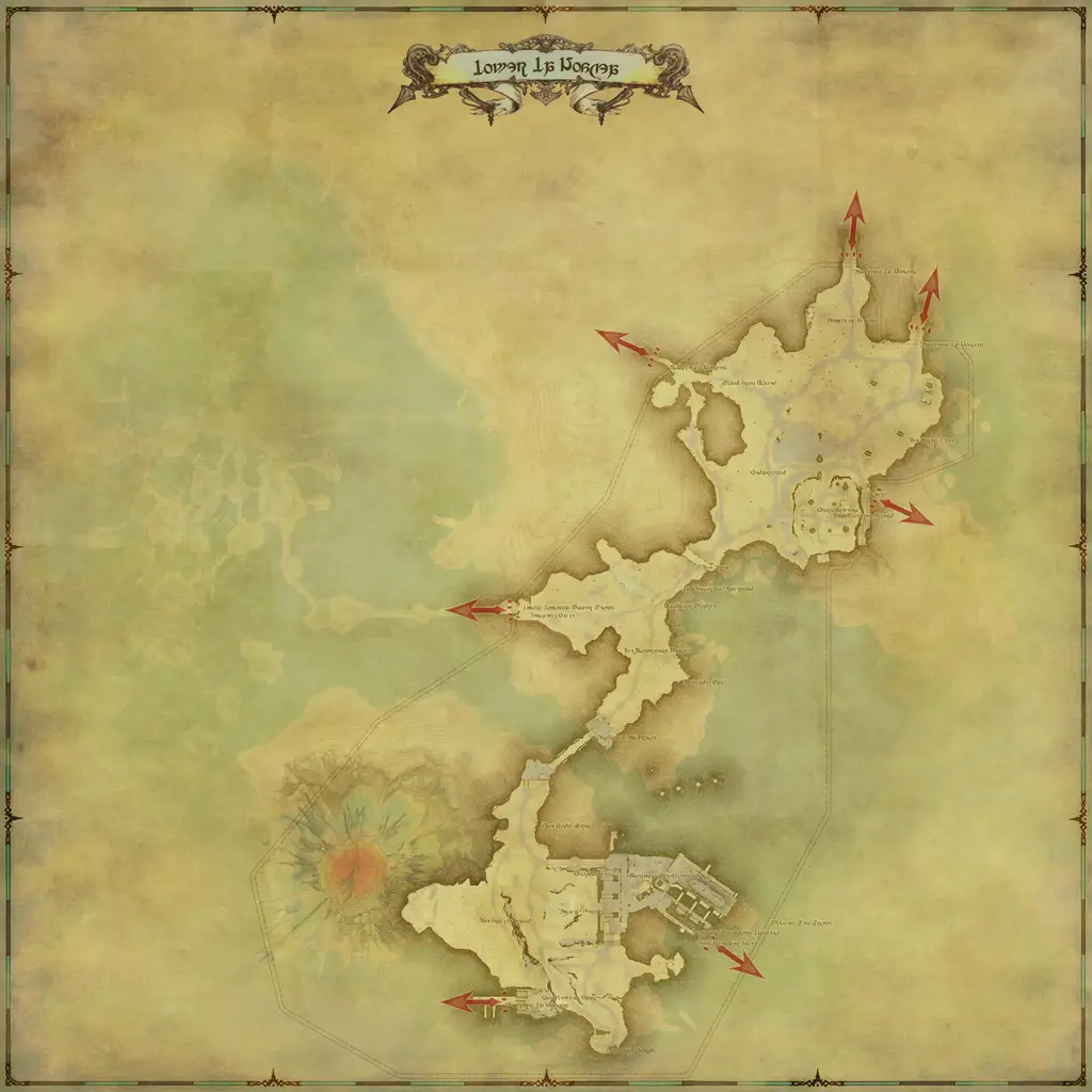 Map of Lower La Noscea, marked at X: 23.8 Y: 21.6