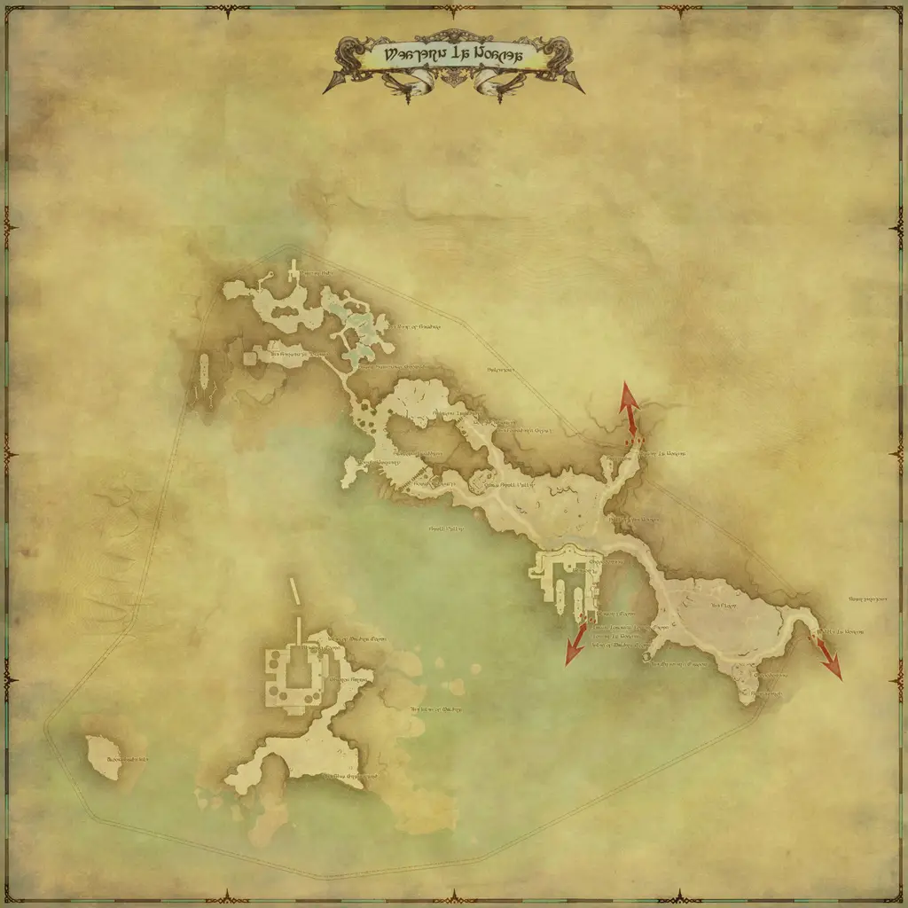 Map of Western La Noscea, marked at X: 28.7 Y: 22.7