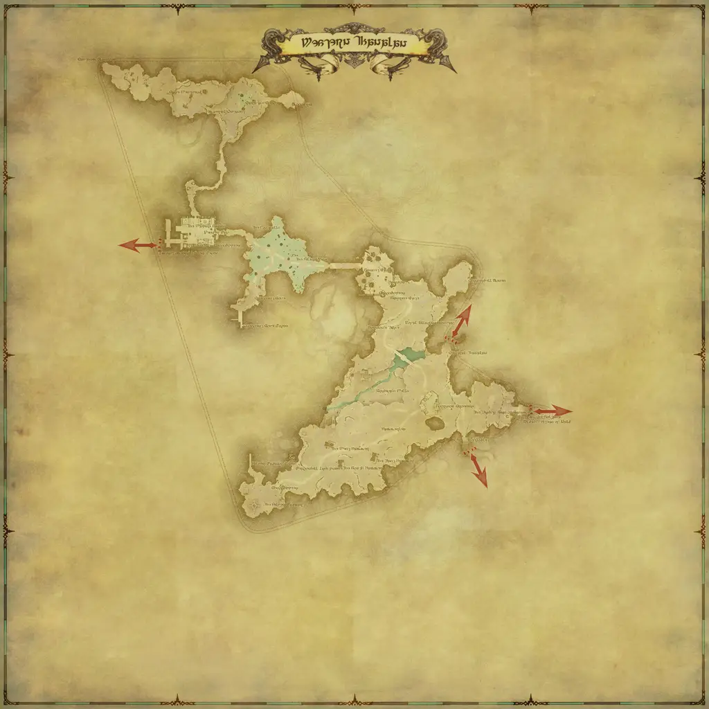 Map of Western Thanalan, marked at X: 23.4 Y: 23.4