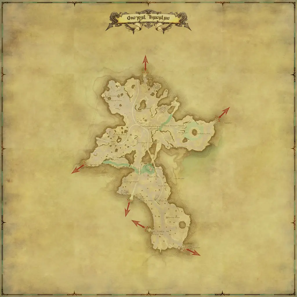 Map of Central Thanalan, marked at X: 25.2 Y: 15.9