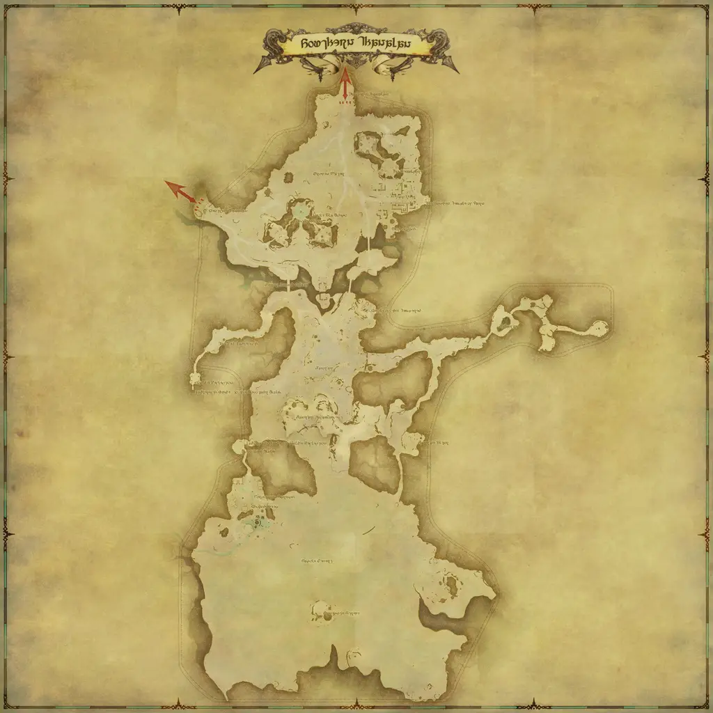 Map of Southern Thanalan, marked at X: 17.2 Y: 10.6