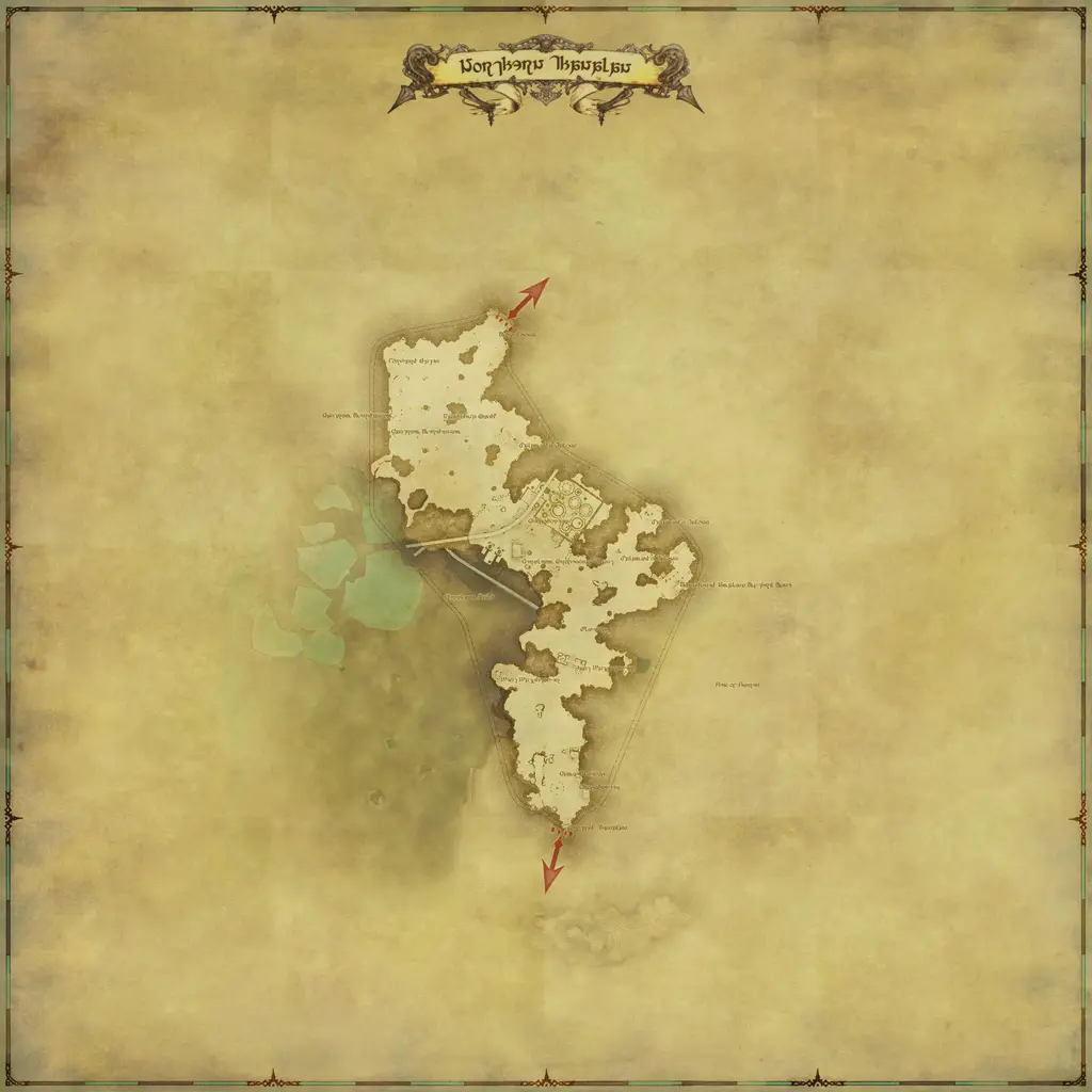 Map of Northern Thanalan, marked at X: 23.4 Y: 24.4